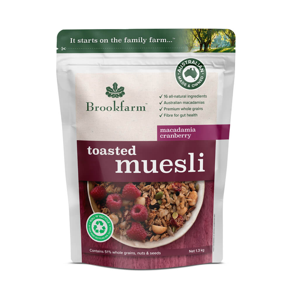 Brookfarm Cranberry Macadamia Toasted Muesli 1.3kg