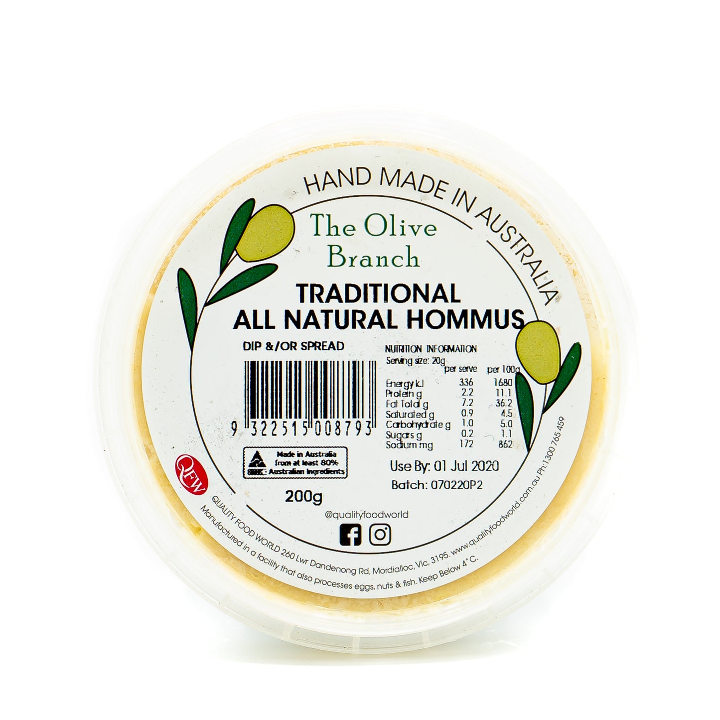 The OB Traditional All Natural Hommus 200g