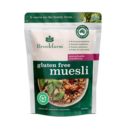 Brookfarm Cranberry Macadamia Gluten Free Muesli (GF) 950g