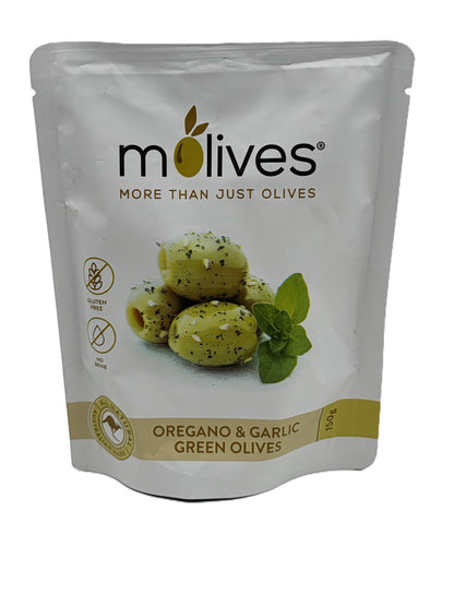 Molives oregano and garlic green olives 150g